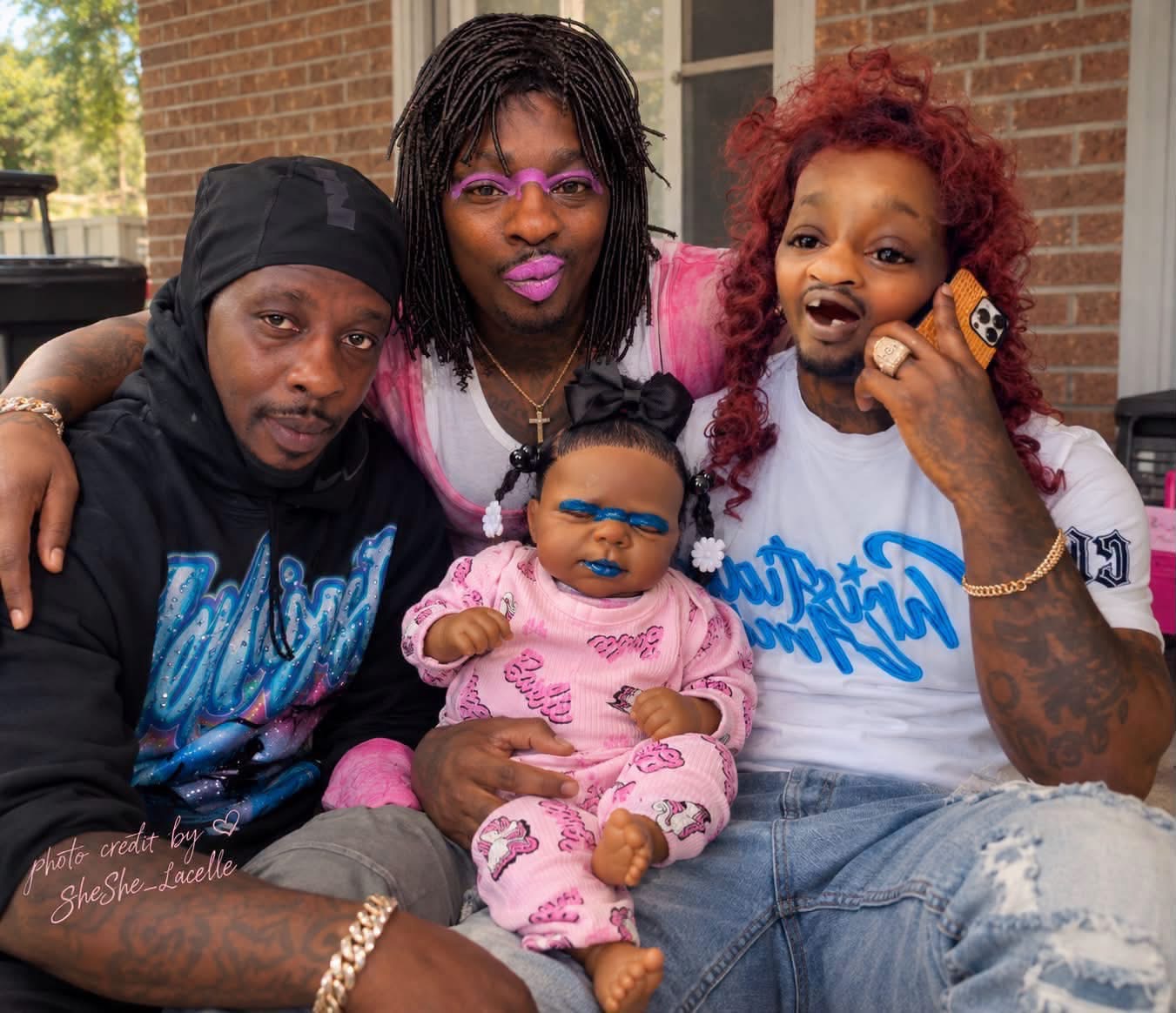 Laquanda and the crew together on the porch