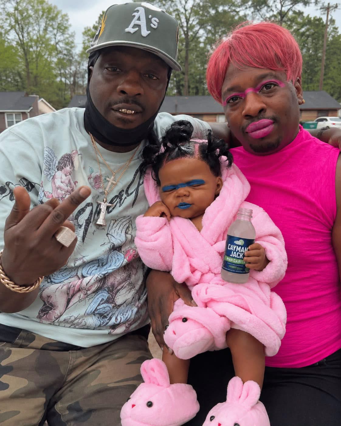 Laquanda with family in coordinating pink